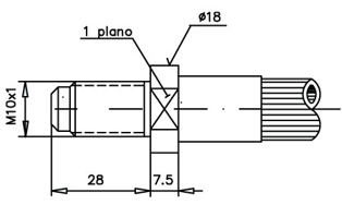 Imagen de 0021161-BB RACOR FRENO MACHO M.10X1 L=28 MM.