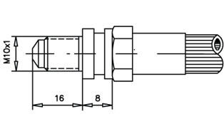 Imagen de 0021206-BB RACOR FRENO MACHO M.10X1 L= 10+8 MM.