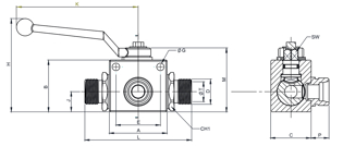 Imagen de 018300-24-24MG1 VALVULA 3 VIAS 1-1/2' PASO DN25