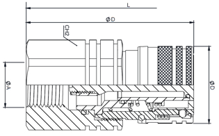 Imagen de 7641-08-08HG1MA HEMBRA E/R CARAS PLANAS 1/2"REFORZADO
